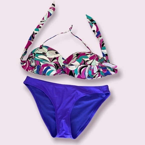 size large bikini bottom, size 12 top padded bra tie back very cute suit - Picture 2 of 6